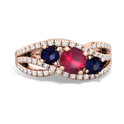 Ruby Three Stone Aurora 14K Rose Gold ring R3080