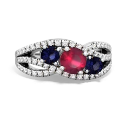 Ruby Three Stone Aurora 14K White Gold ring R3080