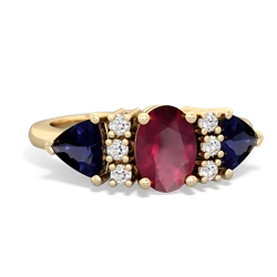 Ruby Antique Style Three Stone 14K Yellow Gold ring R2186