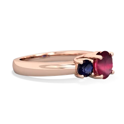 Ruby Three Stone Round Trellis 14K Rose Gold ring R4018