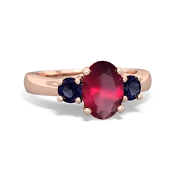 Ruby Three Stone Oval Trellis 14K Rose Gold ring R4024