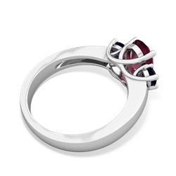 Ruby Three Stone Oval Trellis 14K White Gold ring R4024