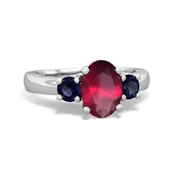 Ruby Three Stone Oval Trellis 14K White Gold ring R4024