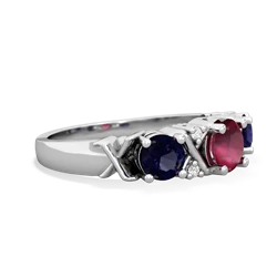 Ruby Hugs And Kisses 14K White Gold ring R5016