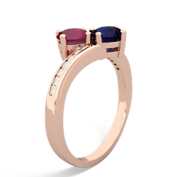 Ruby Channel Set Two Stone 14K Rose Gold ring R5303