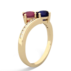 Ruby Channel Set Two Stone 14K Yellow Gold ring R5303