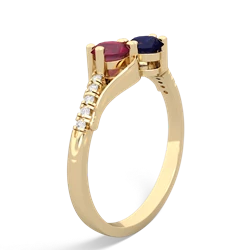 Ruby Infinity Pave Two Stone 14K Yellow Gold ring R5285