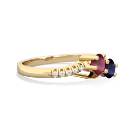 Ruby Infinity Pave Two Stone 14K Yellow Gold ring R5285