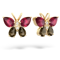 Ruby Butterfly 14K Yellow Gold earrings E2215