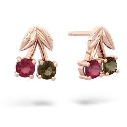 Ruby Sweet Cherries 14K Rose Gold earrings E7001