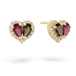 Ruby Halo 14K Yellow Gold earrings E7008