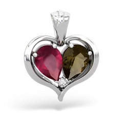 Ruby Two Become One 14K White Gold pendant P5330