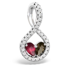 Ruby Pave Twist 'One Heart' 14K White Gold pendant P5360