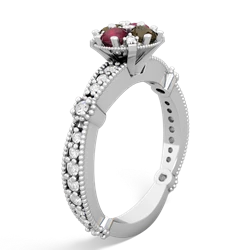 Ruby Sparkling Tiara Cluster 14K White Gold ring R26293RD