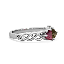 Ruby Heart To Heart Braid 14K White Gold ring R5870