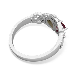 Ruby 'One Heart' Celtic Knot Claddagh 14K White Gold ring R5322