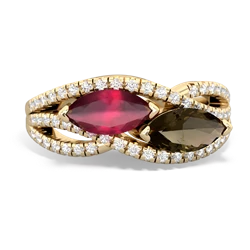 Ruby Diamond Rivers 14K Yellow Gold ring R3070