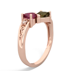 Ruby Snuggling Hearts 14K Rose Gold ring R2178