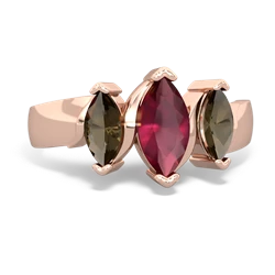 Ruby Three Peeks 14K Rose Gold ring R2433