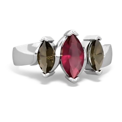 Ruby Three Peeks 14K White Gold ring R2433