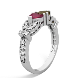 Ruby Diamond Butterflies 14K White Gold ring R5601