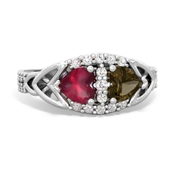 Ruby Sparkling Celtic Knot 14K White Gold ring R2645