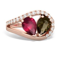 Ruby Nestled Heart Keepsake 14K Rose Gold ring R5650