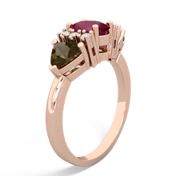 Ruby Antique Style Three Stone 14K Rose Gold ring R2186