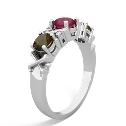 Ruby Hugs And Kisses 14K White Gold ring R5016