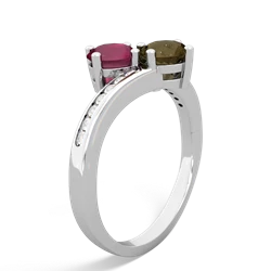 Ruby Channel Set Two Stone 14K White Gold ring R5303