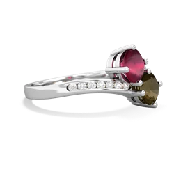 Ruby Channel Set Two Stone 14K White Gold ring R5303