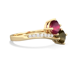 Ruby Channel Set Two Stone 14K Yellow Gold ring R5303