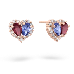 Ruby Halo 14K Rose Gold earrings E7008