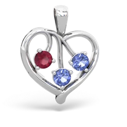 Ruby Glowing Heart 14K White Gold pendant P2233