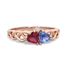 Ruby Heart To Heart Braid 14K Rose Gold ring R5870