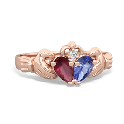 Ruby 'Our Heart' Claddagh 14K Rose Gold ring R2388