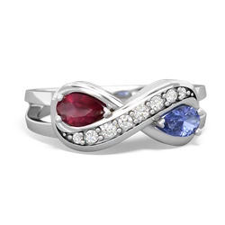 Ruby Diamond Infinity 14K White Gold ring R5390