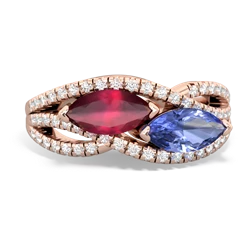 Ruby Diamond Rivers 14K Rose Gold ring R3070