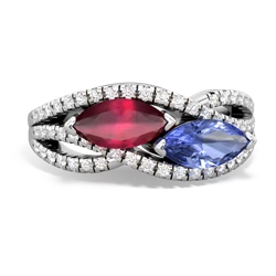 Ruby Diamond Rivers 14K White Gold ring R3070