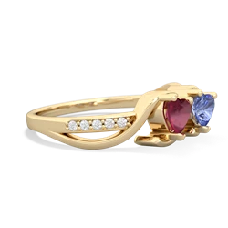 Ruby Side By Side 14K Yellow Gold ring R3090