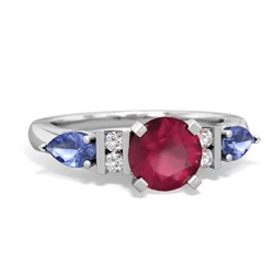 Ruby 6Mm Round Eternal Embrace Engagement 14K White Gold ring R2005