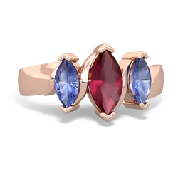 Ruby Three Peeks 14K Rose Gold ring R2433