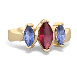 Ruby Three Peeks 14K Yellow Gold ring R2433