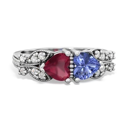 Ruby Diamond Butterflies 14K White Gold ring R5601