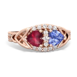 Ruby Sparkling Celtic Knot 14K Rose Gold ring R2645