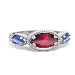 Ruby Milgrain Marquise 14K White Gold ring R5700