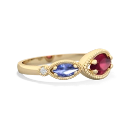 Ruby Milgrain Marquise 14K Yellow Gold ring R5700