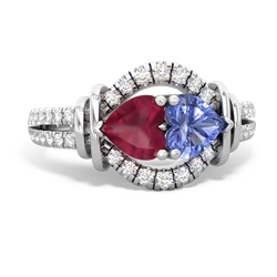 Ruby Art-Deco Keepsake 14K White Gold ring R5630