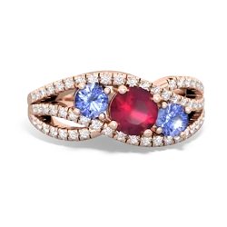 Ruby Three Stone Aurora 14K Rose Gold ring R3080