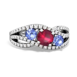 Ruby Three Stone Aurora 14K White Gold ring R3080